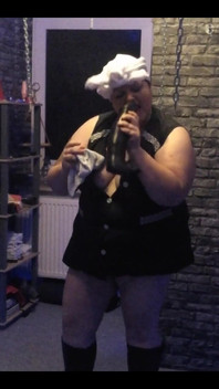 Sexy Housewife in a Lab Coat Cleans Intensively with Sexy Dildos