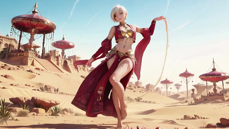 Seraphina Vale: Desert Fantasy! Silver-haired Saintess's Private Dance in the Red-gold Palace,...