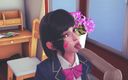 Waifu club 3D: DVA女子大生は彼女の舌であなたのコックを舐め、彼女の顔に精液を取得します