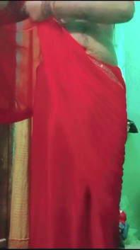 Travestito gay indiano XXX in Red Saree si sditalina nel culo
