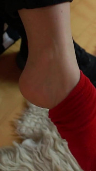 Worn Sneakers, Red Socks & Sheer Nylons - Casual Foot Tease
