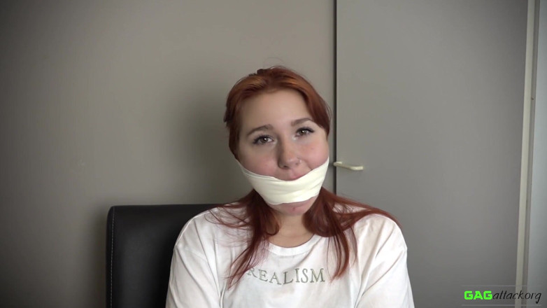 Gag Attack: Red Foxy - Microfoam tape gagged