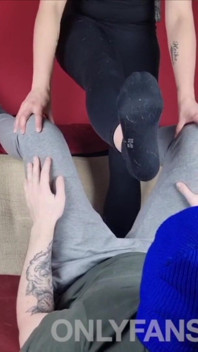 Ballbusting Trampling with Amateur Feet in Black Socks
