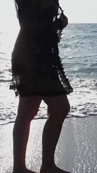 Sexy Woman at the Beach Takes a Foxtail Butt Plug in Her Ass - Outdoor Anal Plug