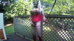 Jon Screcrow: Giant Fake Tits Crossdresser Jon Scarecrow Bts Corset Photoshoot