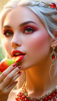 Bella ragazza elfo nudo dal seno grande con acerola