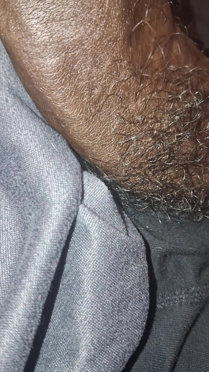 Chocolate Meat Stick: Stroking Big Black Uncut Dick Through Underwear