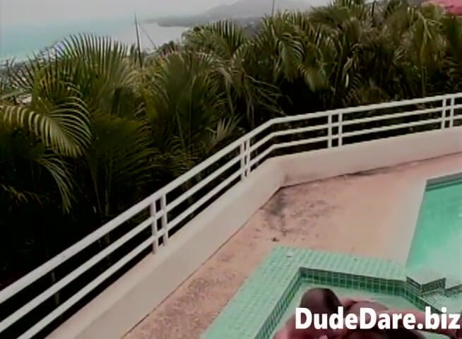 DudeDare: Ebony dude gangbanged in a gay outdoors group sex