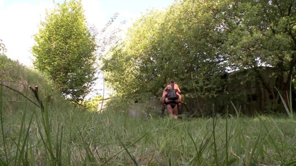 German BDSM MMV: Herrin enslaves man and enjoys foot fetish outdoor