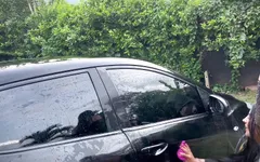 Kåta studenter tvättar bilen och knullar