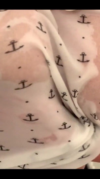 Oiled Big Tits under T-Shirt and get Orgasm putting All Vibrator in Pussy