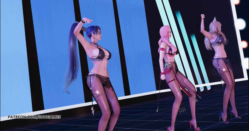 3D-Hentai Games: Kara - Step Ahri, Kaisa, Seraphine, liga striptis seksi legenda KDA