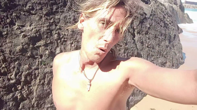 Gay, blonde, sexy porn, extreme anal sex - boy -: A Young Person Spreads Their Buttocks Apart on the Beach...