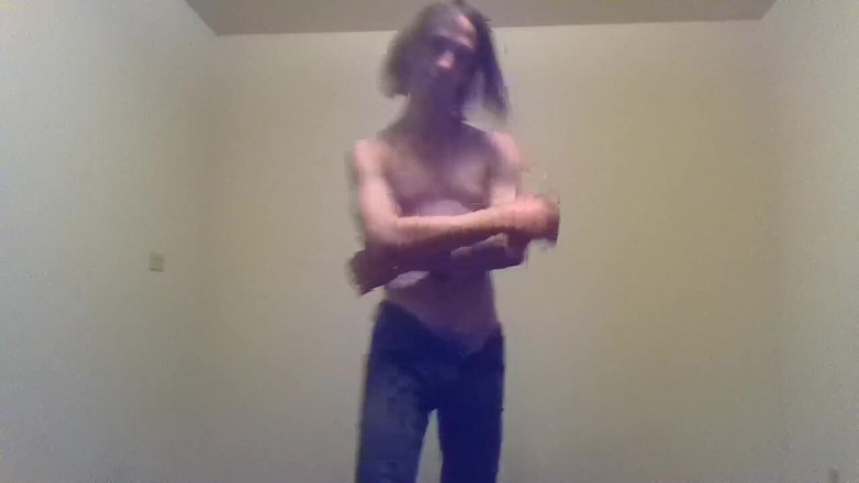 LilTaste: Transgirl Pre-op Topless in Only Jeans, Aroused | Self-photography Posing