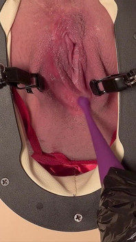 MILF on the Pleasure Table - Tied on Her Pussy to the Machine, the Vibration Device Makes Her Orgasm
