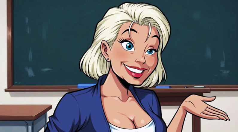 AI Porn: Naughty Cleavage Teachers Tease