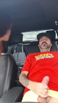Risky Masturbation in the Car with a Hot Girl at the Bus Stop in Public!