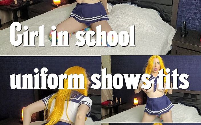 Lissa Ross: Mädchen in college-uniform zeigt titten