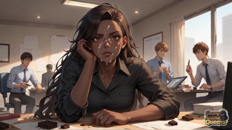 Ebony Anime Queens: La bombasse d’affaires bitchin séduit avec son stare excitée et...
