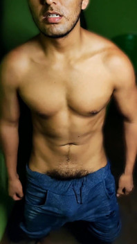 Athletic Boy Stroking His Cock