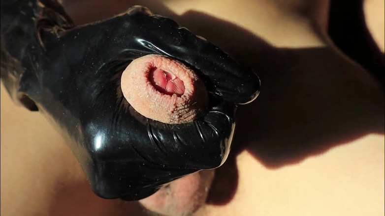 SEXY_GUYBEST: Very Sexy Glans Massage in Black Latex Gloves for a...