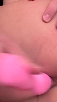 Horny Teen Masturbates with a Toy While a Dude Fucks Her Mouth and Shaved Pussy