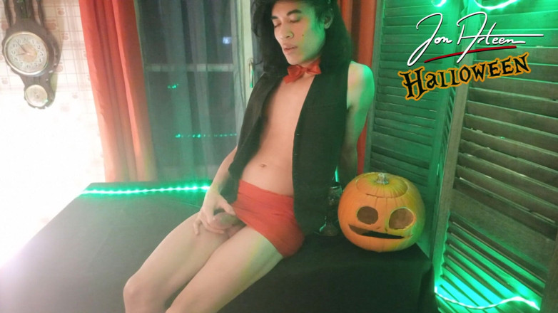 Jon Arteen: Twink Devil Jon Arteen Does Halloween Striptease, Crossdresses, Shows His...
