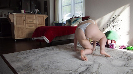 Aurora Willows: Behind the scenes stretching in a white bikini