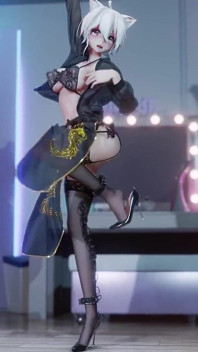 Pacar-mago Gaya Kuno; Elegant Cheongsam; Crotchless Black Stockings