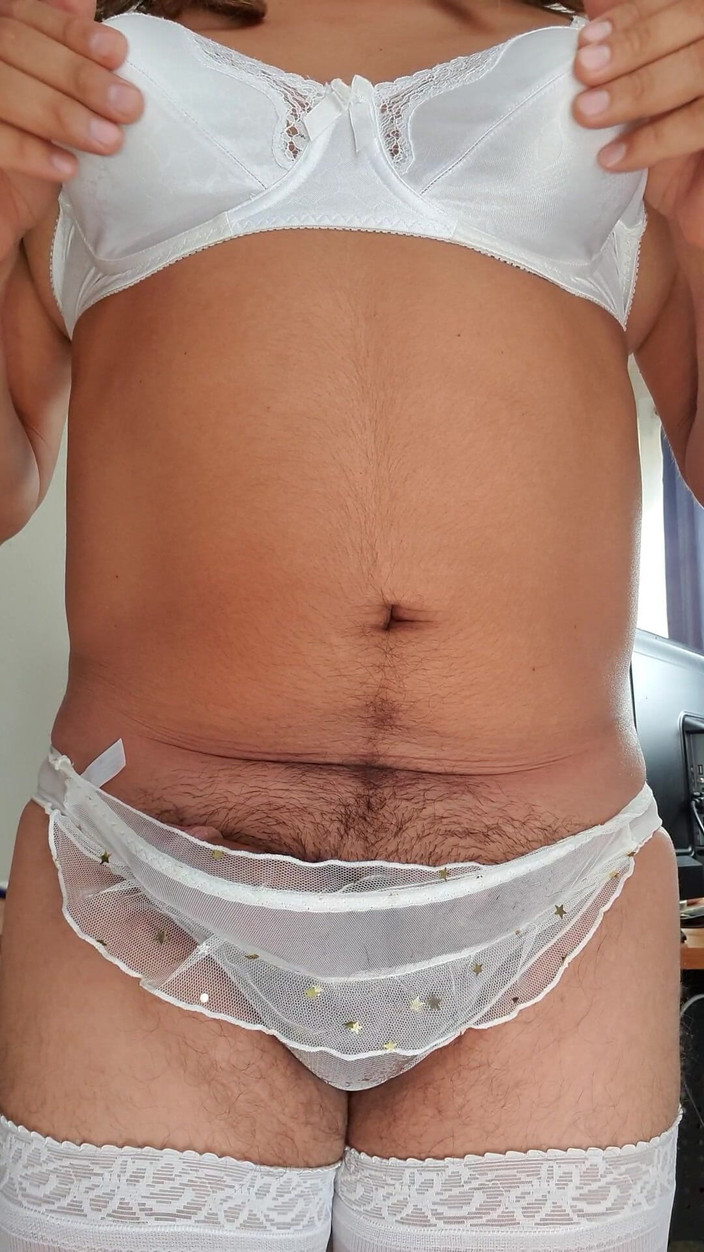 My panties: Sissy White Bride Lingerie Hard Clity