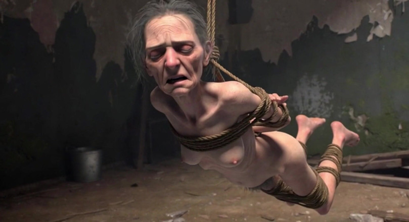 Anime Hentai: Elderly Granny Tied up - Terrified yet Craving Dick in Her...