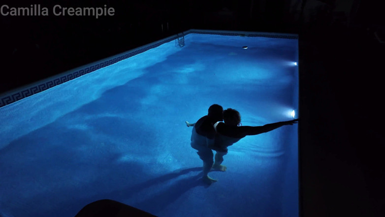 Camilla Creampie: Night Time Fucking and Creampie in the Pool