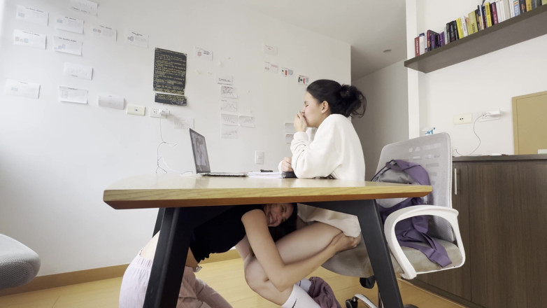scarlettandc: Two Girls Touch Each Other During a Video Call Without...