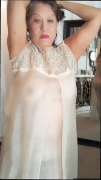 BBW 71 Year Old Granny Dancing in Transparent Dress and Masturbating Hairy Pussy with My Dildo
