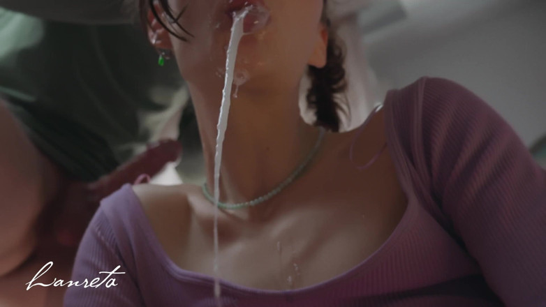 Lanreta: Homemade Girlfriend Blowjob. Sloppy Face Fucking and Cum in Throat -...