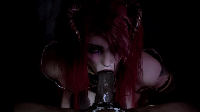 XART_GOLD: BBC. Rödhårig Halloween succubus flicka sväljer och suger girigt Ricky...