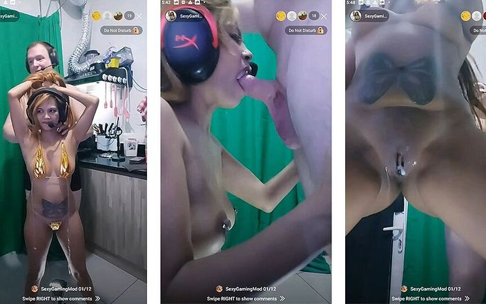 Sexy gaming couple: Couples DND: blowjob standing doggy with cam view from below