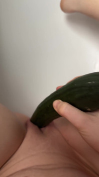 Cucumber Is Too Big for My Pussy