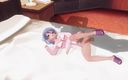 H3DC: 3D Hentai stiefzus in roze pyjama poesje geneukt