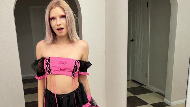 Vasya Sylvia: Petite Blonde Jerks off and Squirts on the Mirror