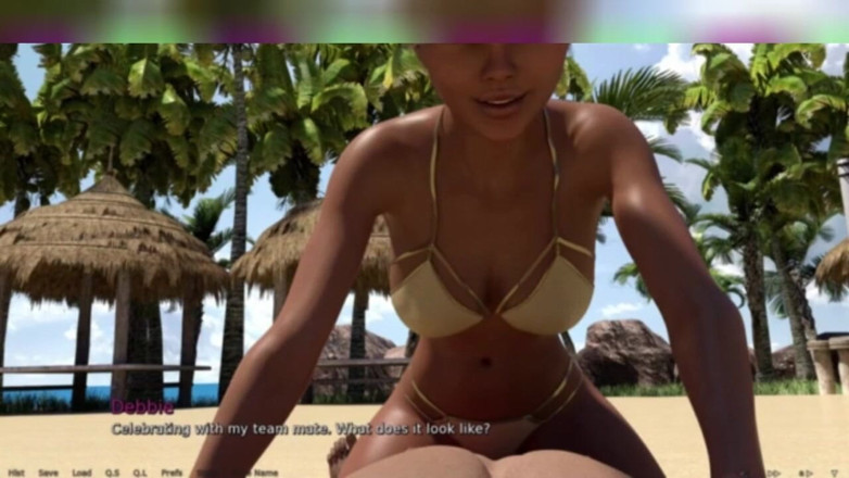 3DXXXTEEN2 Cartoon: Tři sexy holky na pláži. 3D porno kreslený sex