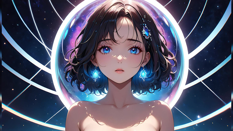 LustRender: Voidgazer: красива молода жінка з мерехтливими космічними веснянками