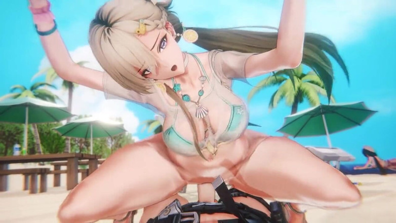 NSFWOtaku: Wuthering waves - Chisa a Lynae Beach Sex - 3D Hentai Animace