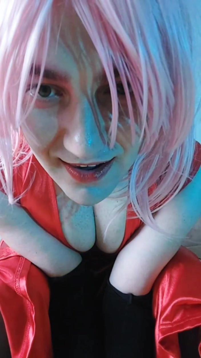 Kitty_Cross: Red Dressed Sexy Cute Young Femboy with Pretty Boobs