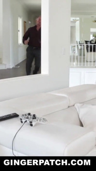 Innocent redhead babe Abbey Rain fucked while gaming
