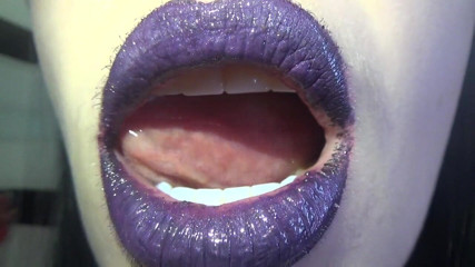 Goddess Misha Goldy: Purple glossy lips! Kissing and duck face fetishes!!