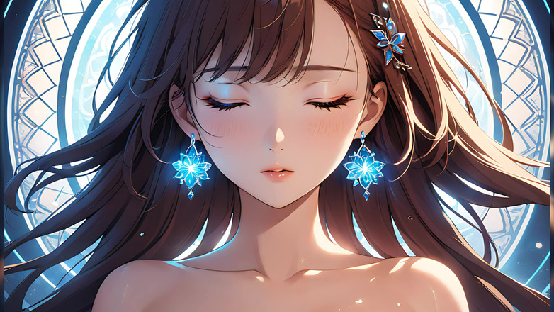 LustRender: Wewnętrzny blask: piękna młoda kobieta promieniująca miękkim światłem