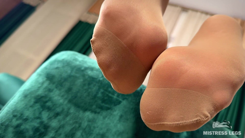 Mistress Legs: Teasing You with My Nylon Feet While Playing My Foot...