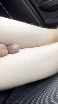 Teen boy flashes ass and dick in car, finger in ass