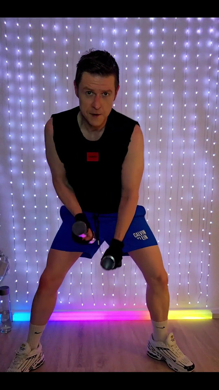 Roman Heart: Fitness Workout in Blue Ck Shorts
